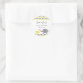 Stickers Baby shower éléphant Chevron gris jaune (Sac)