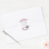 Stickers Baby shower éléphant | Chevron gris rose (Enveloppe)