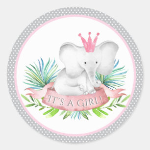 Stickers Baby shower Eléphant fille