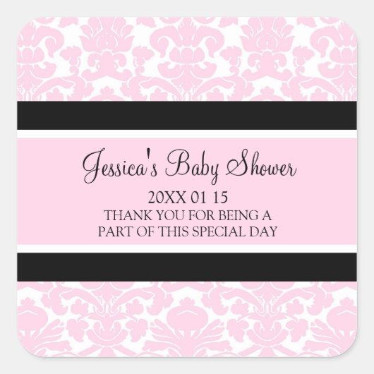 Stickers Baby shower en damas rose Favoriser (Devant)
