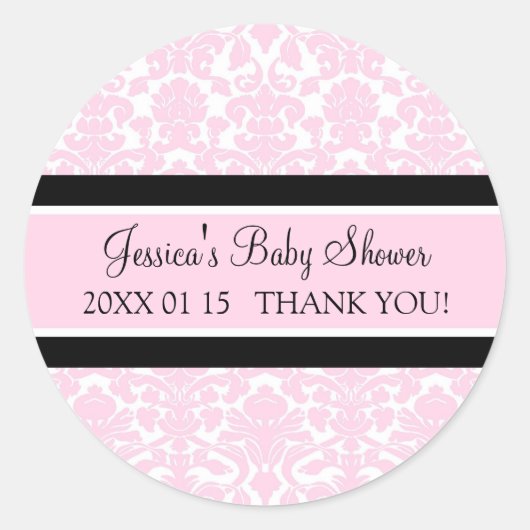 Stickers Baby shower en damas rose Favoriser (Devant)