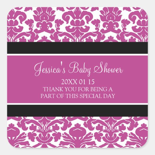 Stickers Baby shower en damas rose Favoriser (Devant)