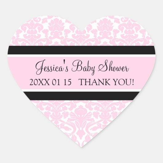 Stickers Baby shower en damas rose Favoriser (Devant)