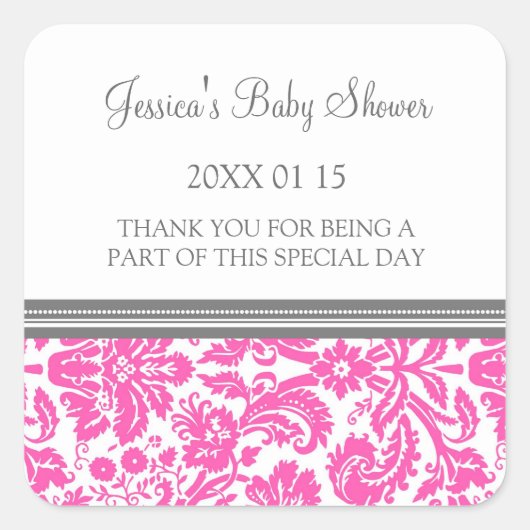 Stickers Baby shower en damas rose Favoriser (Devant)