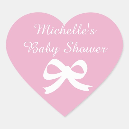 stickers baby shower en forme de coeur rose avec a (Devant)