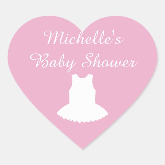stickers baby shower en forme de coeur rose avec t (Devant)