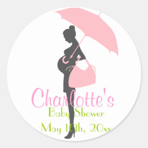 Stickers Baby shower en silhouette rose