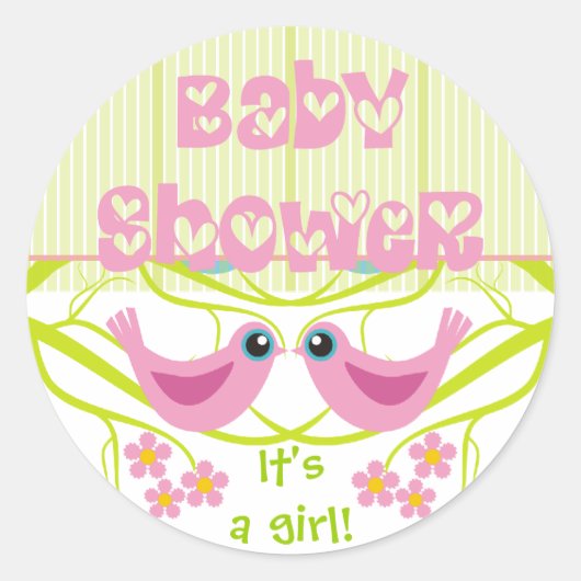 Stickers Baby shower Enveloppe Oiseaux mignons (Devant)
