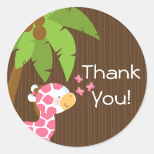 Stickers Baby shower fille Giraffe Safari mignonne
