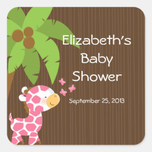 Stickers Baby shower fille Giraffe Safari mignonne