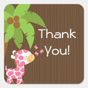 Stickers Baby shower fille Giraffe Safari mignonne