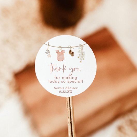 Stickers baby shower, Fille Rose Baby shower Favor