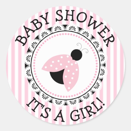 Stickers Baby shower fille rose Ladybug (Devant)