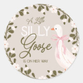 Stickers Baby shower fille rose oie sotte (Devant)