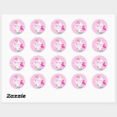 stickers baby shower flamingo rose Merci (Feuille)