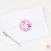 stickers baby shower flamingo rose Merci (Enveloppe)