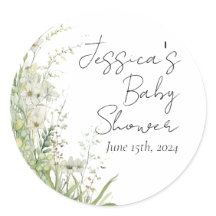 Stickers Baby shower Fleur sauvage verdoyant