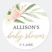 stickers baby shower floral or rose vif (Devant)