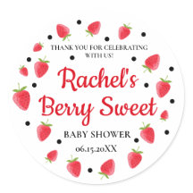 Stickers Baby shower fraise, Thème fraise