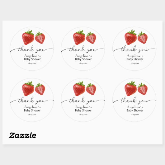 Stickers Baby shower Fraises sucrées (Feuille)
