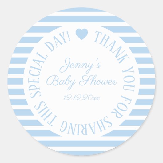 Stickers baby shower Garçon Bleu Faveur Coeur (Devant)
