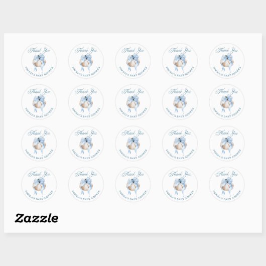 Stickers Baby shower garçon Citrouille Blue Bow (Feuille)