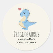 Stickers Baby shower garçon Preggosaurus Cute Dino (Devant)