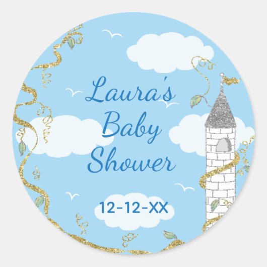 Stickers baby shower "Glittery Castle 1 1/2" ou 3" (Devant)