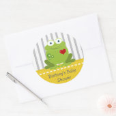 Stickers Baby shower grenouille jaune et gris (Enveloppe)