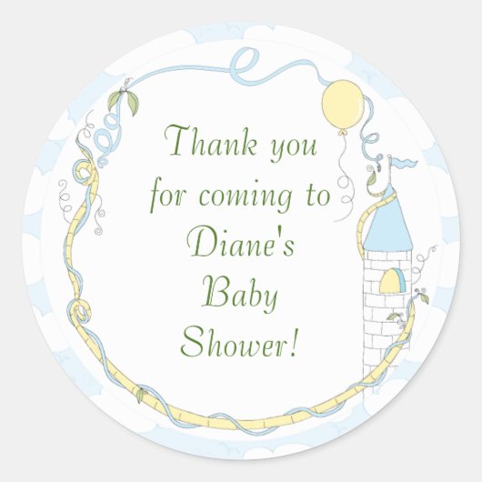 Stickers baby shower Jaune/Château 1 1/2" ou 3" (Devant)