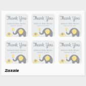Stickers Baby shower jaune gris, Carré (Feuille)