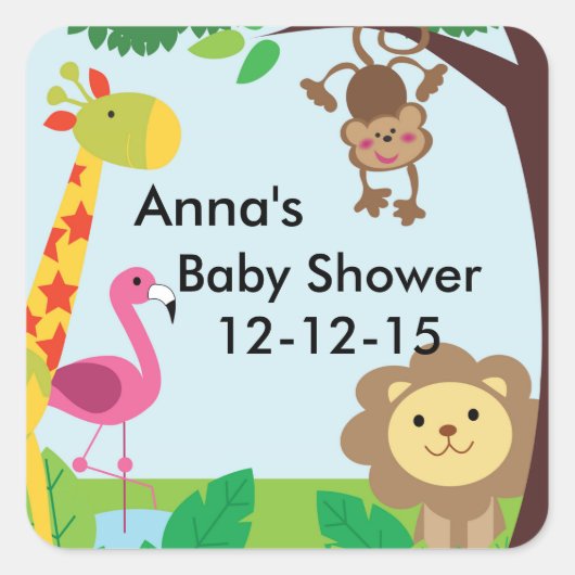 stickers baby shower Jungle Safari zoo (Devant)