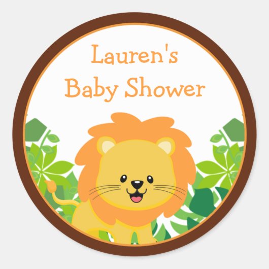 Stickers Baby shower Lion Safari Favoriser (Devant)