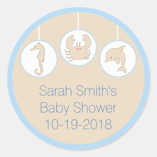 Stickers baby shower "Mobile/Cream" 1 1/2" ou 3" (Devant)