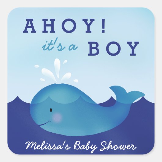 Stickers Baby shower Nautique | Baleine bleue (Devant)