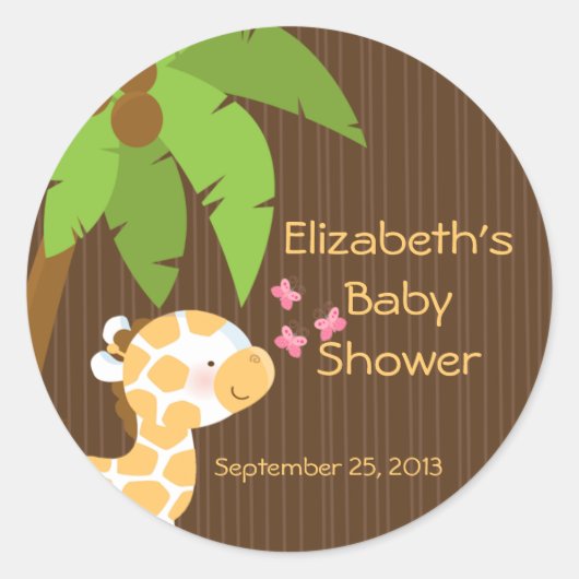 Stickers Baby shower Neutre Cute Safari Giraffe (Devant)