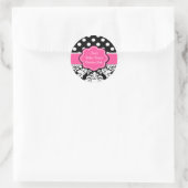 Stickers Baby shower noir rose Damask ou Anniversa (Sac)