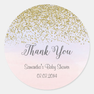 Stickers Baby shower or et rose et bleu