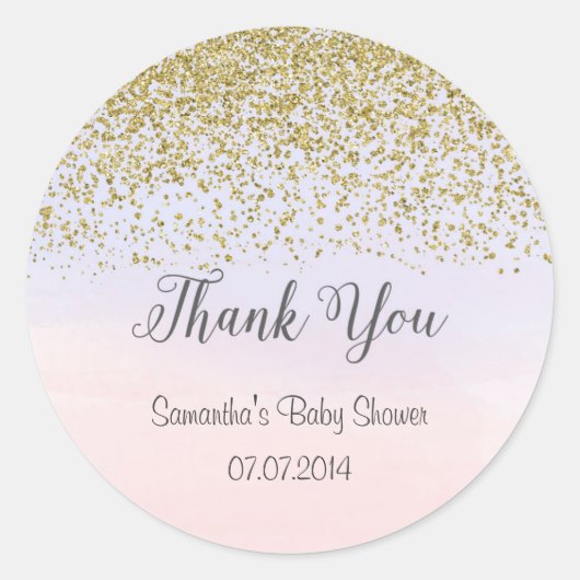 Stickers Baby shower or et rose et bleu (Devant)