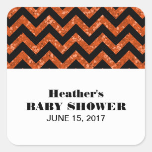 Stickers Baby shower Parties scintillant Orange Ch