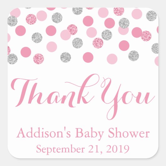 Stickers Baby shower Parties scintillant rose et a (Devant)