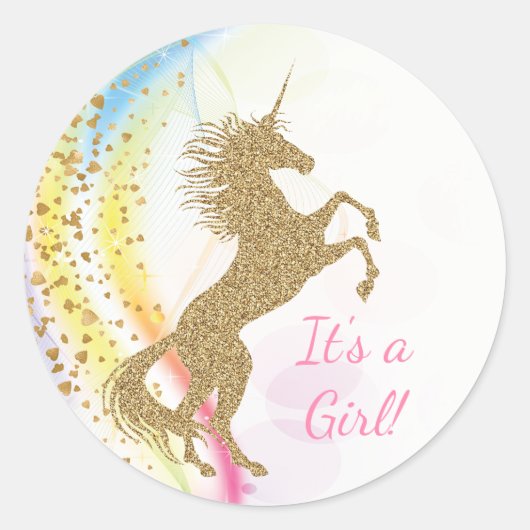 Stickers Baby shower Pastel Unicorn (Devant)