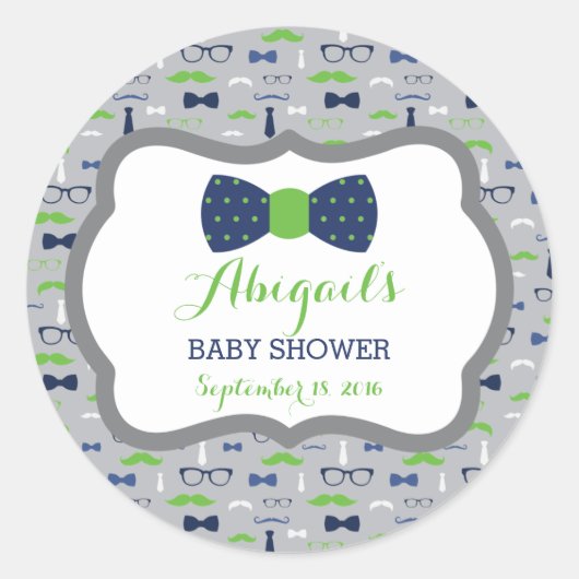 Stickers Baby shower petit homme, Bleu, Vert, Gris (Devant)