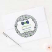 Stickers Baby shower petit homme, Bleu, Vert, Gris (Enveloppe)