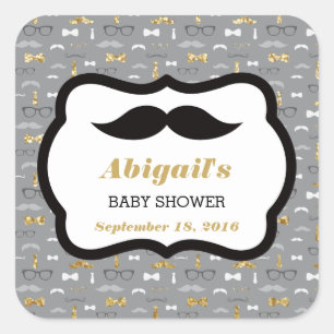 Stickers Baby shower petit homme, Or, gris, noir