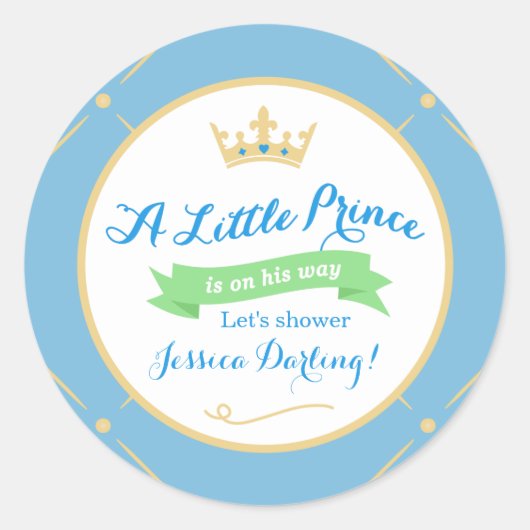 Stickers Baby shower Petit Prince | Bleu + Vert (Devant)