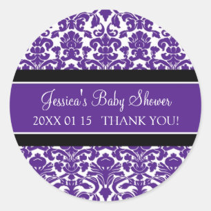 Stickers Baby shower Plum Damask Favoriser