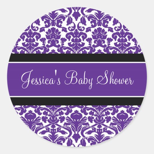 Stickers Baby shower Plum Damask Favoriser (Devant)