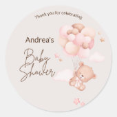 Stickers Baby shower pour bébé rose et ballons (Devant)