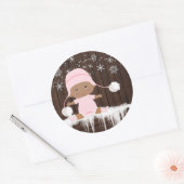 Stickers Baby shower pour fille ethnique Pink Snow (Enveloppe)
